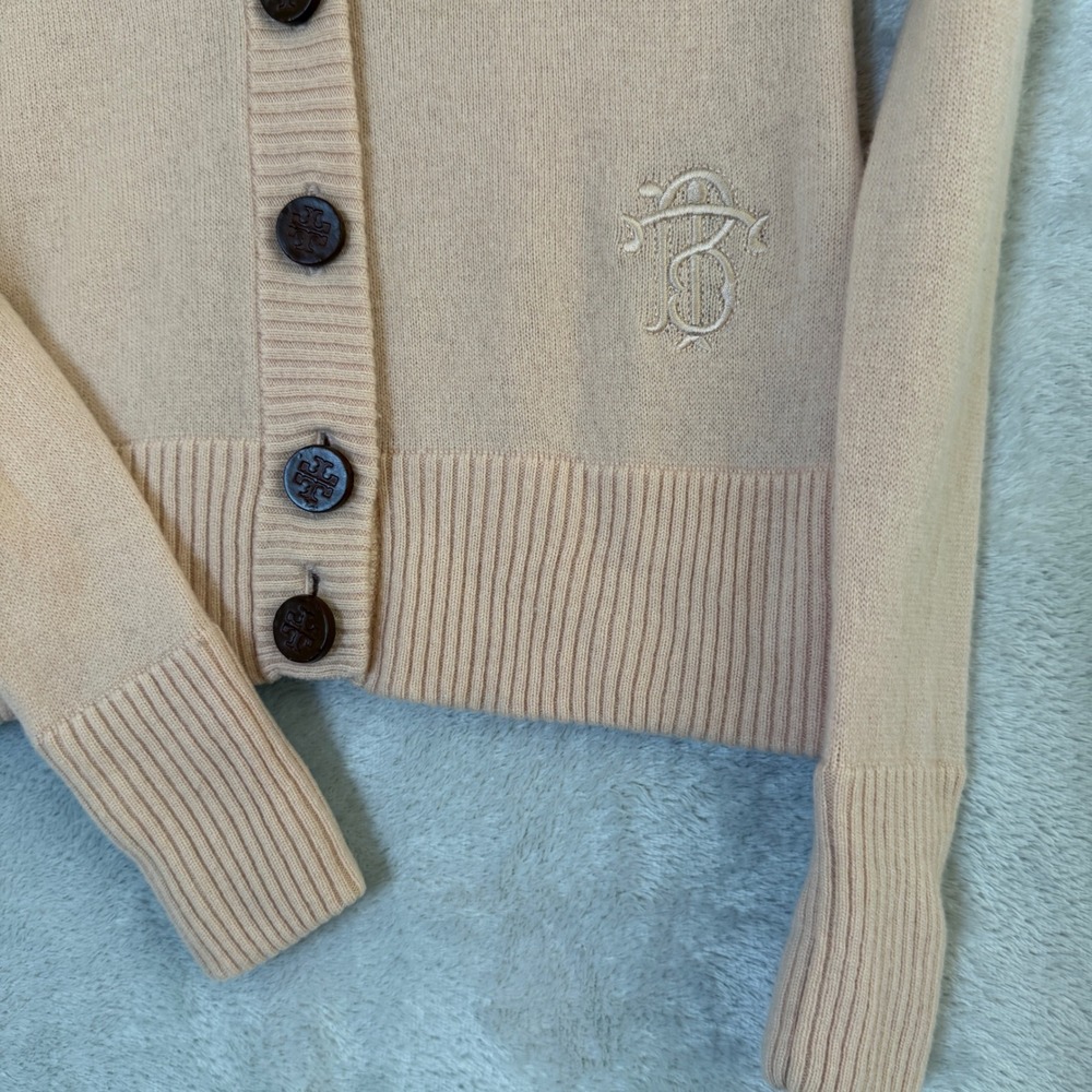 Tory Burch Simone 100% Cashmere Cardigan Womens XXS Pink Quiet Luxury Old Money - Picture 4 of 9